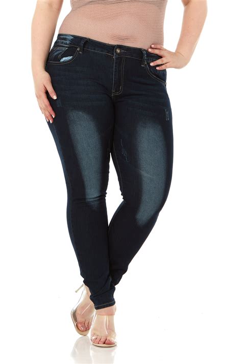 Plus Size Mid Rise Skinny Jeans Classic Basic Blue Plus Size 22 In Dark
