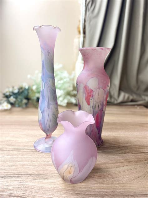 Rueven Art Glass Nouveau Hand Painted Floral Vase Etsy