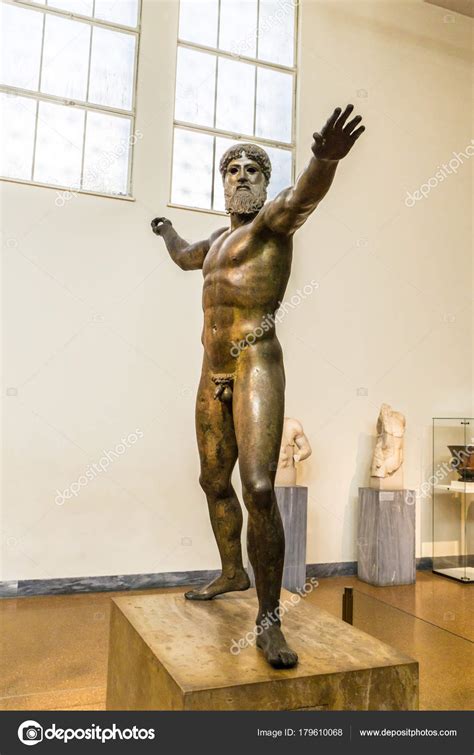 Bronze Statue Zeus Poseidon Archaeological Museum Athens Artemision Bronze Ancient Stock