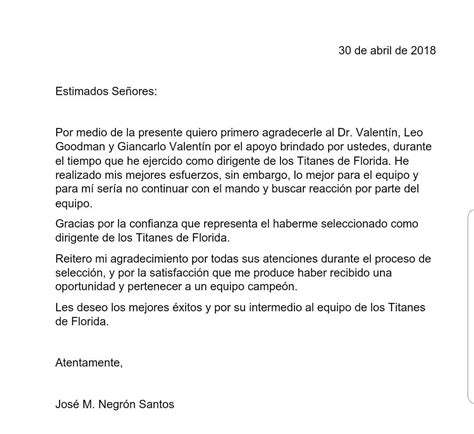 Carta De Renuncia Ejemplo Puerto Rico