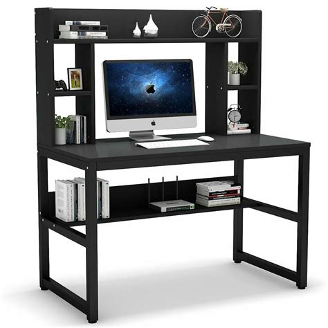 Computer Desk With Storage Shelves 47 Inch Modern Writing Desk With
