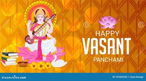 Happy Vasant Panchami Stock Illustration Illustration Of Card 107602202