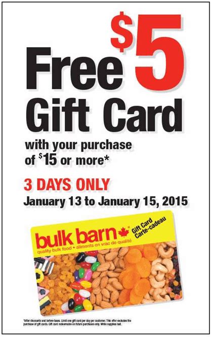 The 5% back bonus offer is provided by the award sponsor and is not provided or endorsed by metabank. Bulk Barn Canada Offers: FREE $5 Gift Card with Your ...