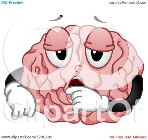 Cartoon Of A Tired Yawning Brain Mascot Royalty Free Vector Clipart