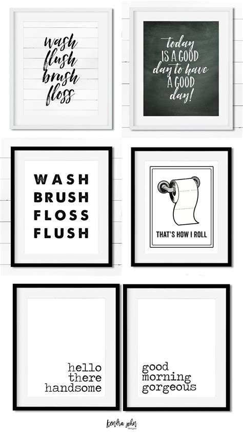 10 Free Black And White Bathroom Printables Kendra John Designs