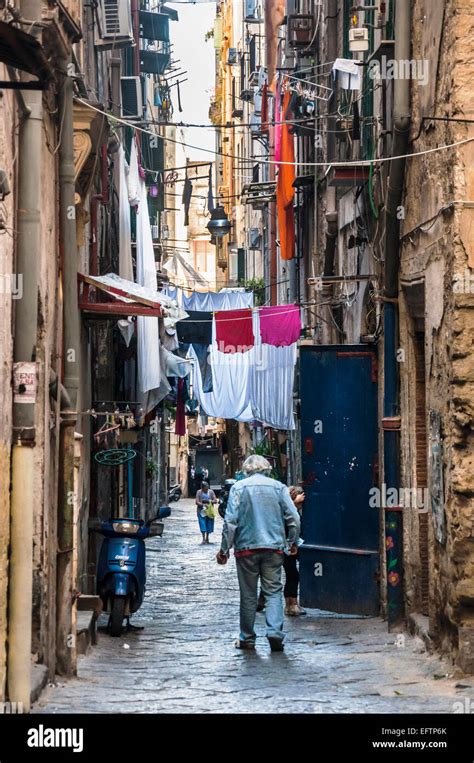 Narrow Street In The Historical Downtown In Naples Italy Stock Photo