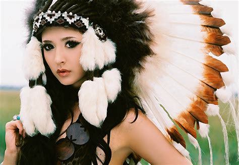 download brown hair earrings necklace wolf cosplay woman native american hd wallpaper