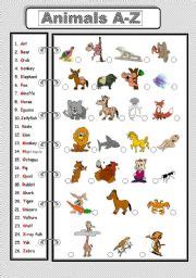 Animals A-Z - ESL worksheet by jwld