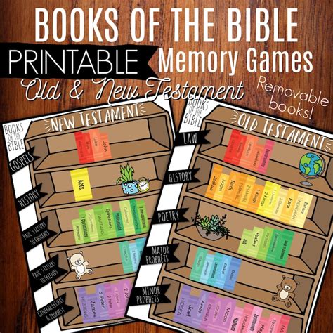 Books Of The Bible Printable Memory Game Bundle Learn Old And Etsy
