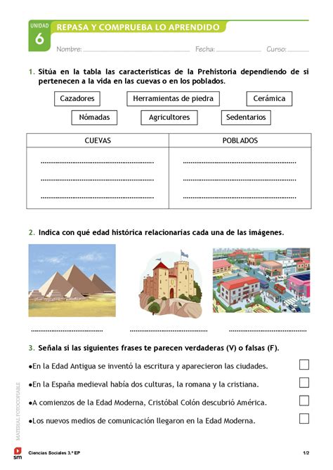 Repaso Sociales Tema 6 3º Primaria Docsity