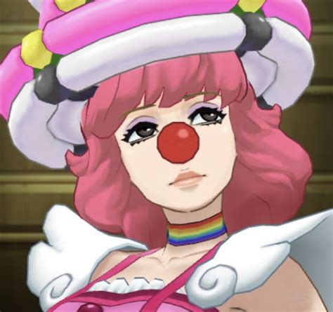 A Woman With Pink Hair Wearing A Clown Hat