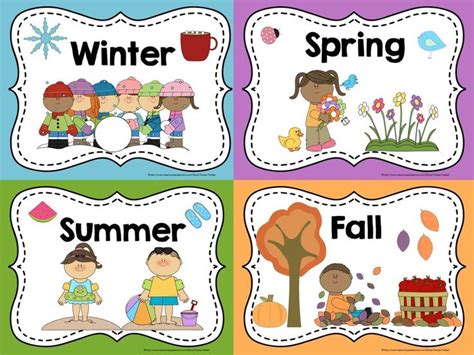 Free Seasons Posters And Coloring Sheets Seasons Preschool Seasons