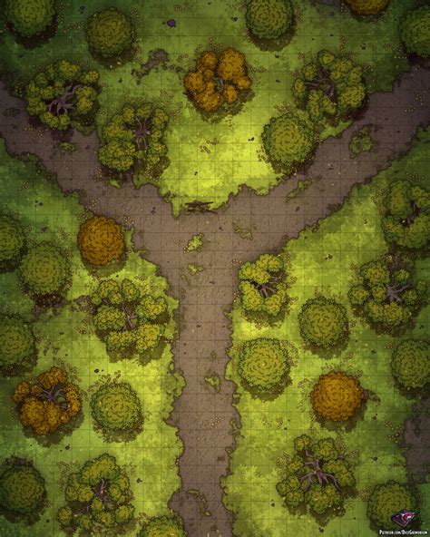 Forest Path Bifurcation Dandd Map For Roll20 And Tabletop — Dice Grimorium