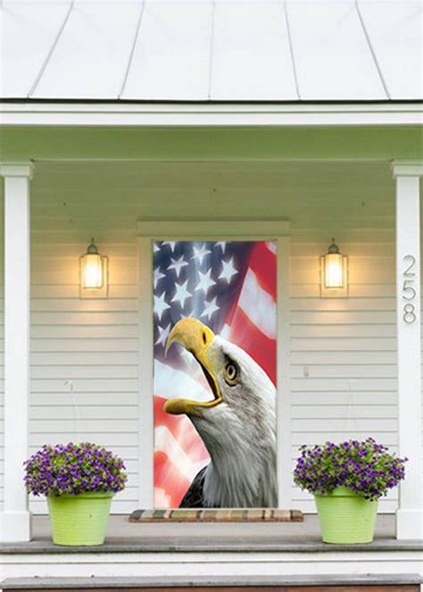 When projecting horizontally or at an angle from a windowsill or front of a building, the union. Bald Eagle American Flag Door Decoration - Door Decor ...