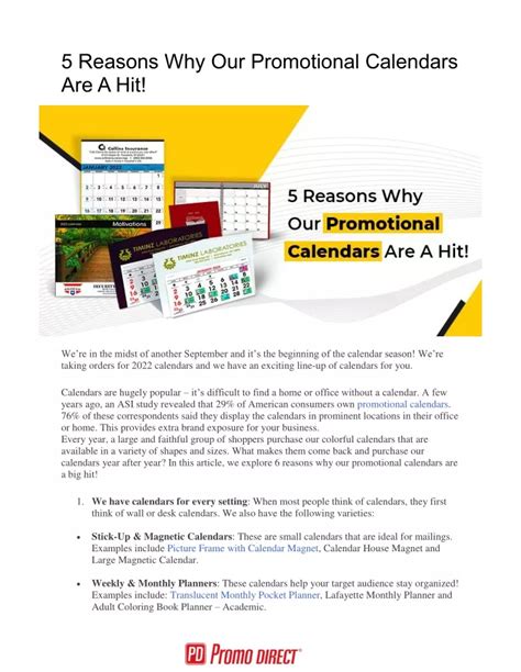 Ppt 5 Reasons Why Our Promotional Calendars Are A Hit Business And