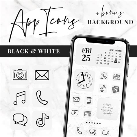 Pdf guide 3 widget image in 3 sizes (small, medium, large) 100 ios 14 app covers Black and White iPhone App Icons ⋆ Blog Pixie