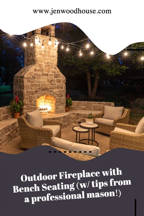 Outdoor Fireplace With Bench Seating And Lights From A Professional Masons Guide On How To