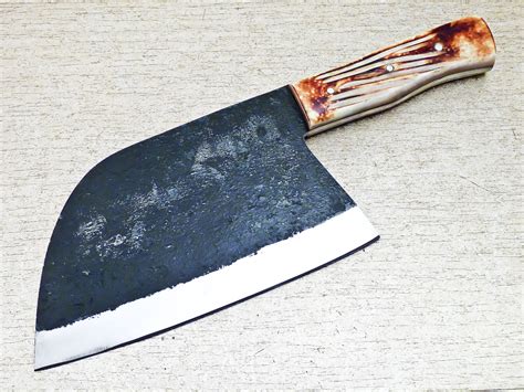Handmade Forged Carbon Steel Kitchen Chef Cleaver Knife 12