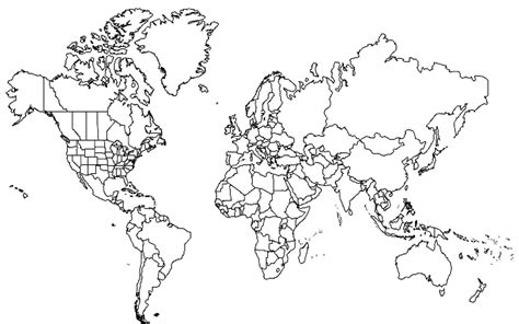 World Map Black And White With Country Names Us States Map