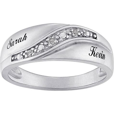 Personalized Sterling Silver Mens Diamond Accent Name Wedding Band Pertaining To Walmart Womens Wedding Bands 