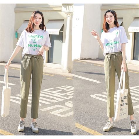 Korean S Fashion Daily Outfit Women S Attire Polyester Trouser Pants 009 Shopee Philippines