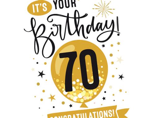 Printable 70th Birthday Card Congratulations Seventy Balloon Etsy France