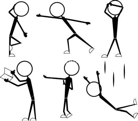 Download Cartoon Stick Figures Poses Set Stock Image And