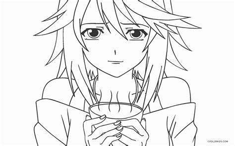 Manga / anime coloring page representing a sad girl. Free Printable Anime Coloring Pages For Kids