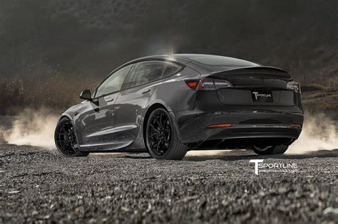 Custom Tesla Model 3 In Midnight Silver Metallic With Carbon Fiber