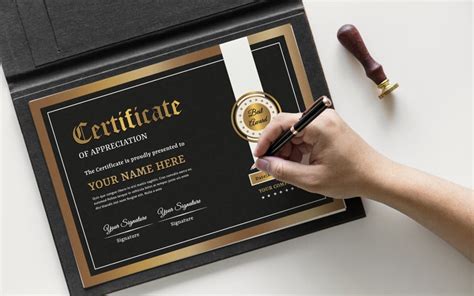 Black Gold Certificate Template Templatemonster