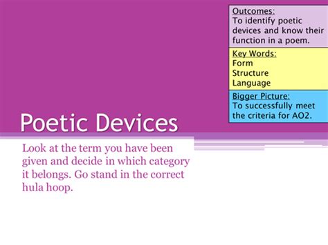 They are a special form of literary devices which are used in the poetries. Poetic Devices by Havs - Teaching Resources - Tes