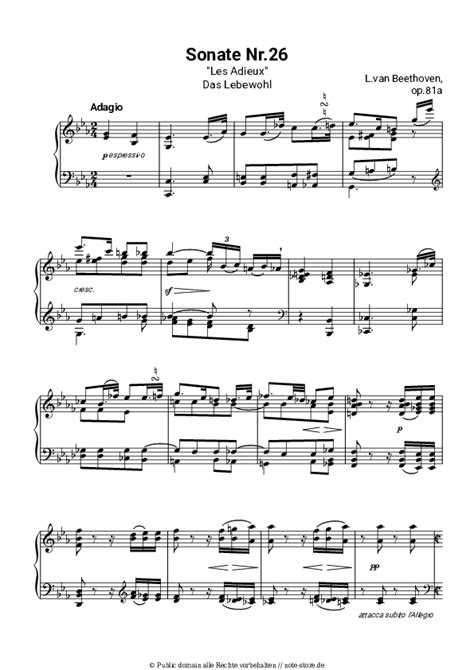 Ludwig Van Beethoven Piano Sonata No 26 “les Adieux” Op 81a I