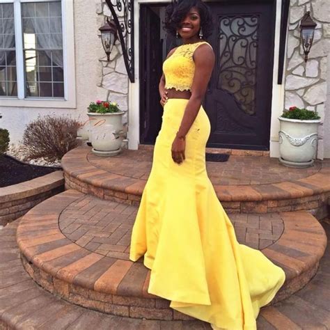 The best african american prom dresses 2019 for sale. Custom 2 Piece Prom Dresses, Sleeveless Mermaid Yellow ...