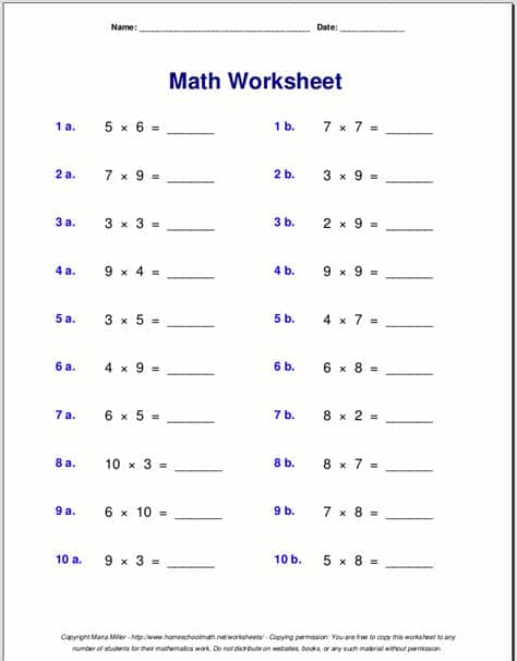 Times Tables Worksheets 3rd Grade | Multiplication tables ...