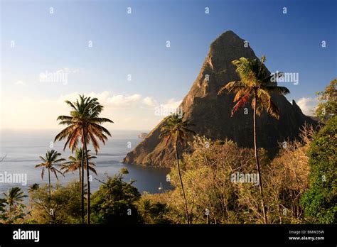 Caribbean St Lucia Petit Piton UNESCO World Heritage Site And Anse Des Pitons Beach Anse