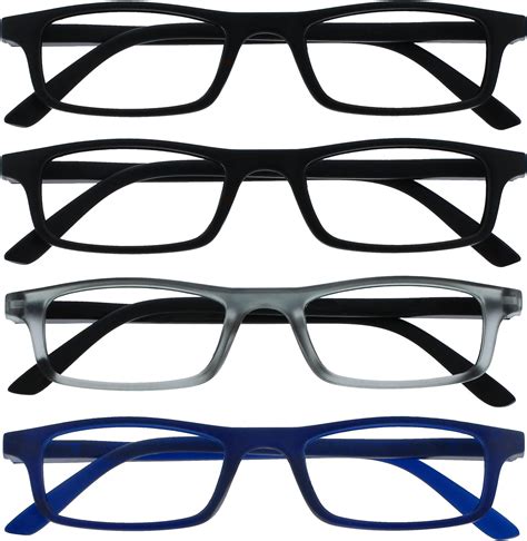 the reading glasses company black matt grey navy blue readers value 4 pack mens womens spring