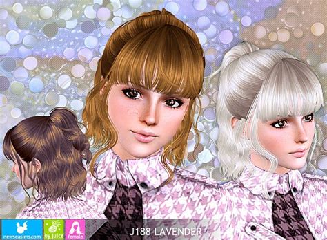 J188 Lavender Wavy Half Up Do With Bangs Hairstyle The Sims 3 Catalog