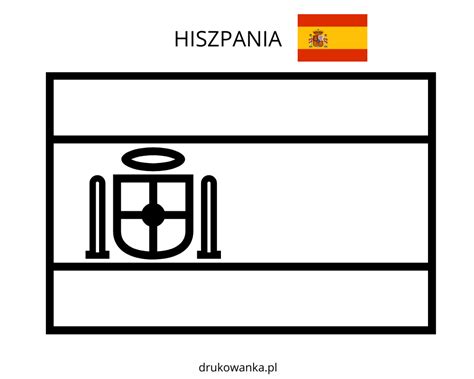 Aktualna flaga hiszpanii z historią flagi i informacjami o kraju hiszpania. Kolorowanka Flaga Hiszpanii do druku