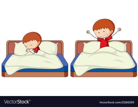 Set Of Boy Sleep And Wake Up Royalty Free Vector Image