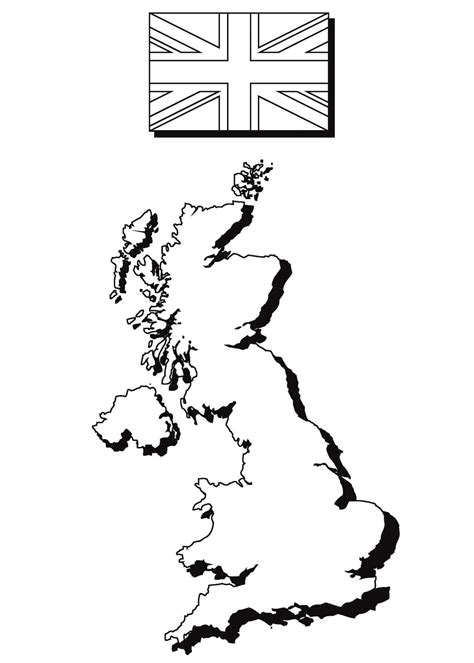 coloring page  map   flag  england