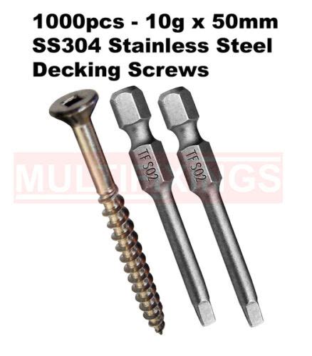 1000pcs 10g X 50mm Ss304 Stainless Steel T17 Timber Decking Screws Ebay