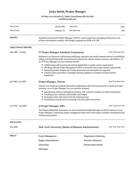 All > resume templates > free simple blank cv download. Project Manager Resume & Full Guide | 12 Examples [ Word ...