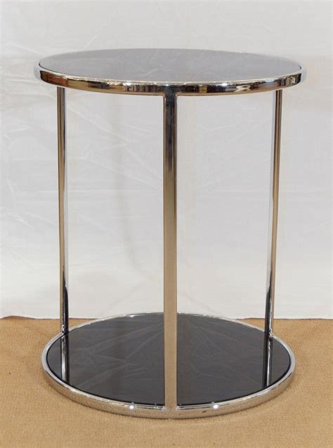 Chrome And Black Glass Side Table At 1stdibs