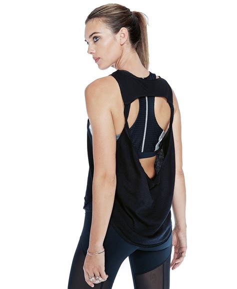 Pacific Pintuck Open Back Tank Womens Tops Workout Tops For Women