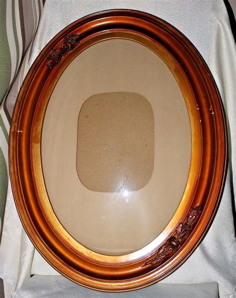 Pair Of Two Antique Convex Bubble Glass Oval Picture Frames Wood Antique Price Guide Details Page