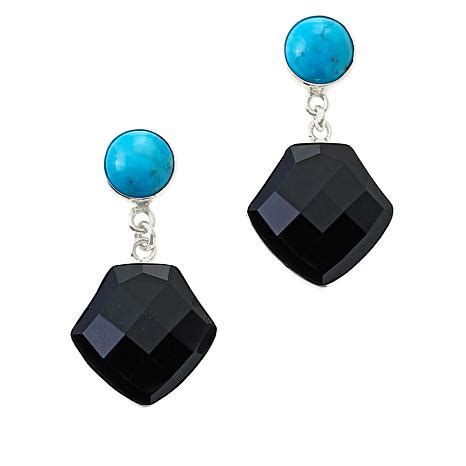 Jay King Sterling Silver Turquoise And Black Chalcedony Earrings