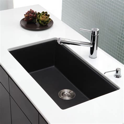 Kraus Kgu413b 31 Undermount Single Bowl Granite Kitchen Sink With 8 2