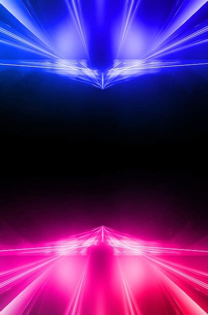 Premium Photo Abstract Blue Dark Neon Wall With Lines And Spotlights