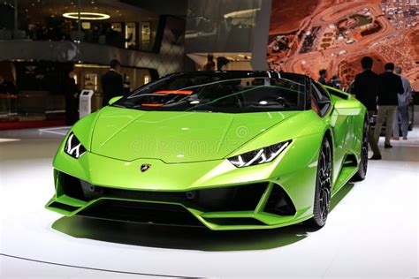 Neon Green Lamborghini Huragan Evo Spider In Gims 2019 Editorial Stock