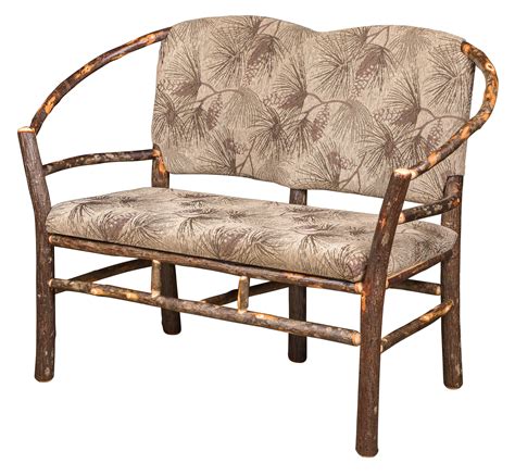 Amish Rustic Hickory Double Hoop Settee Bench